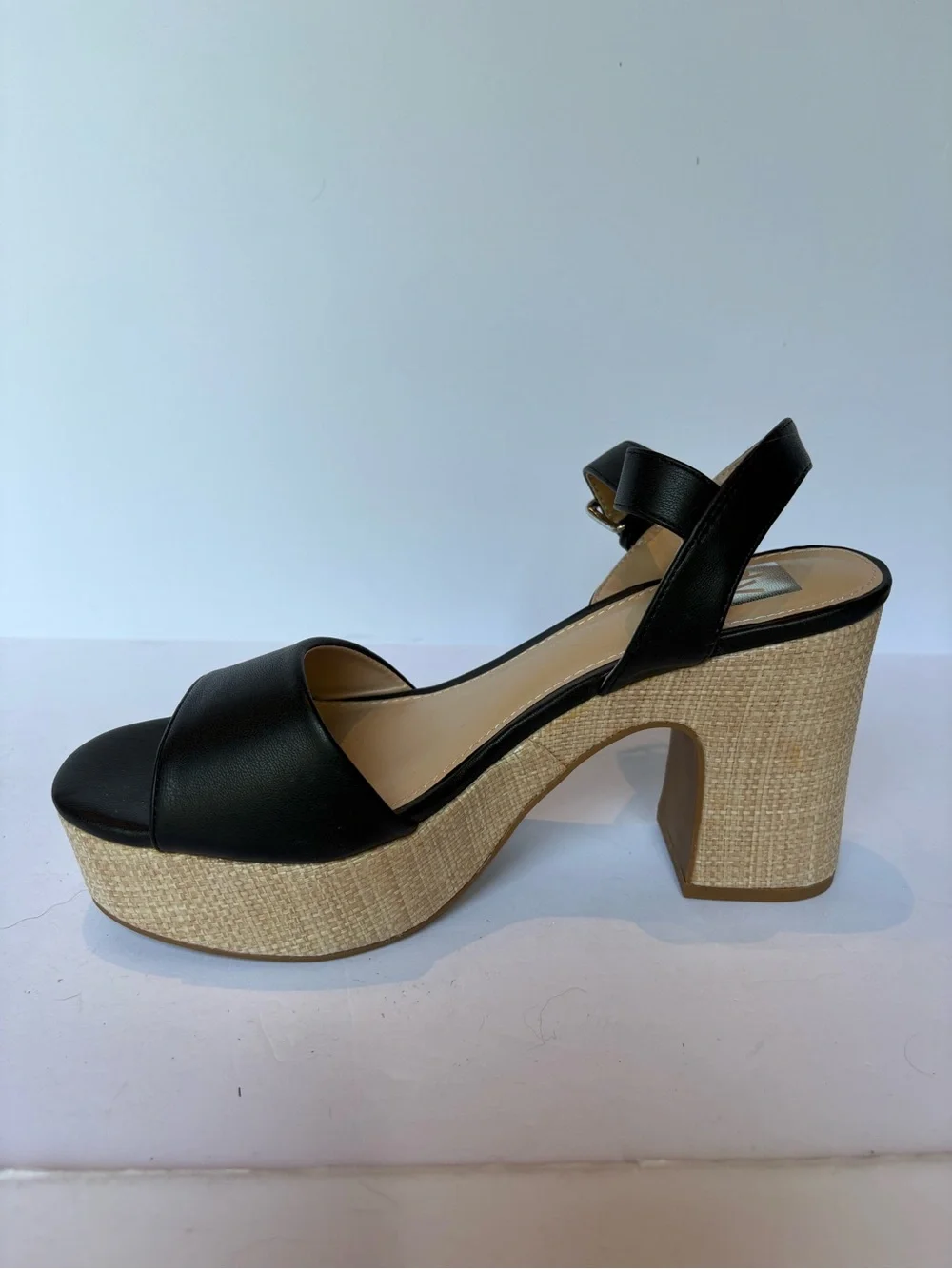 Dolce vita Black/tan Platform Block Heel Sandals with Ankle Strap nWOT Size 8.5